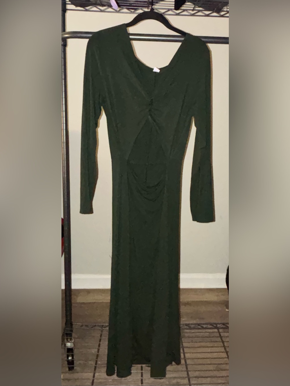 Old Navy Women's Green Ruched Knit Bodycon Long Sleeve Long Dress Size L
